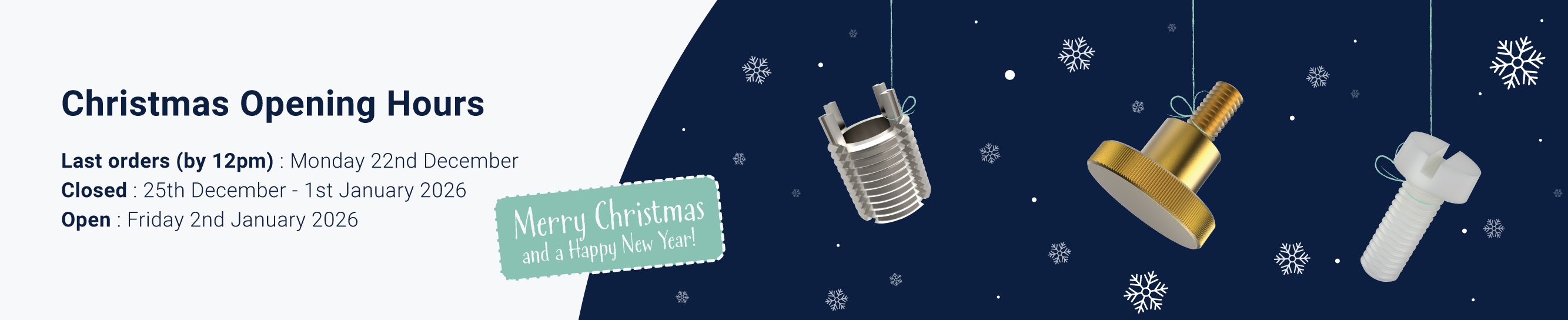 Christmas Opening Times banner