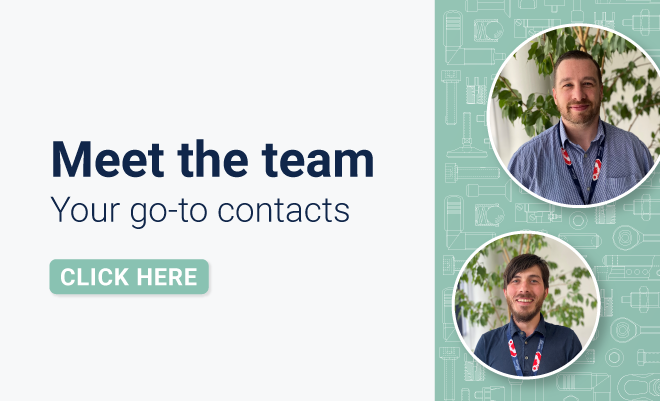 Text displaying 'Meet the team, your go-to contacts' with images of 4 team members