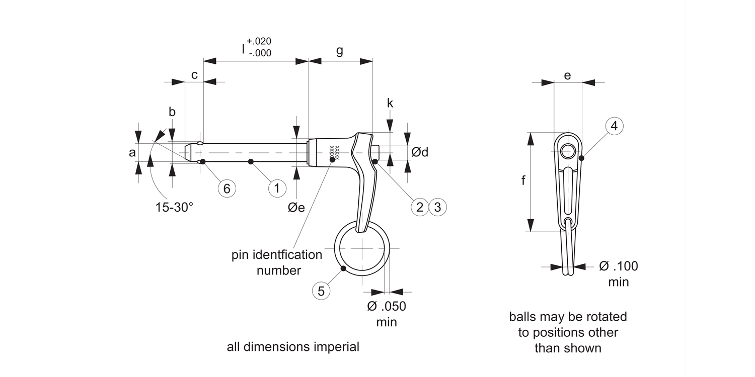 QR5586 Aviation Pip-Pin, Standard LA Handle
