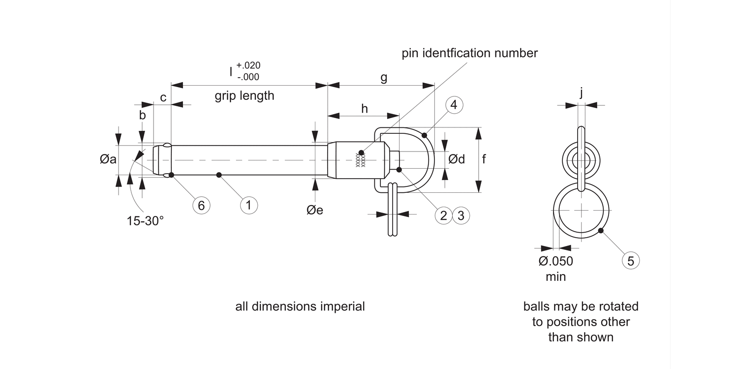 QR5587 Aviation Pip-Pin, Standard R Handle