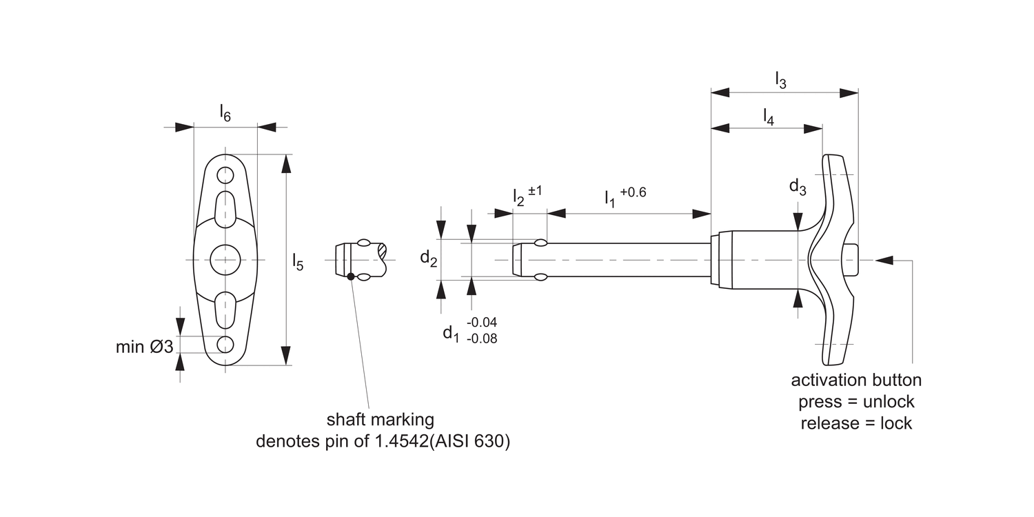 QR1004 Ball Lock Pins - Single Acting - T-Handle