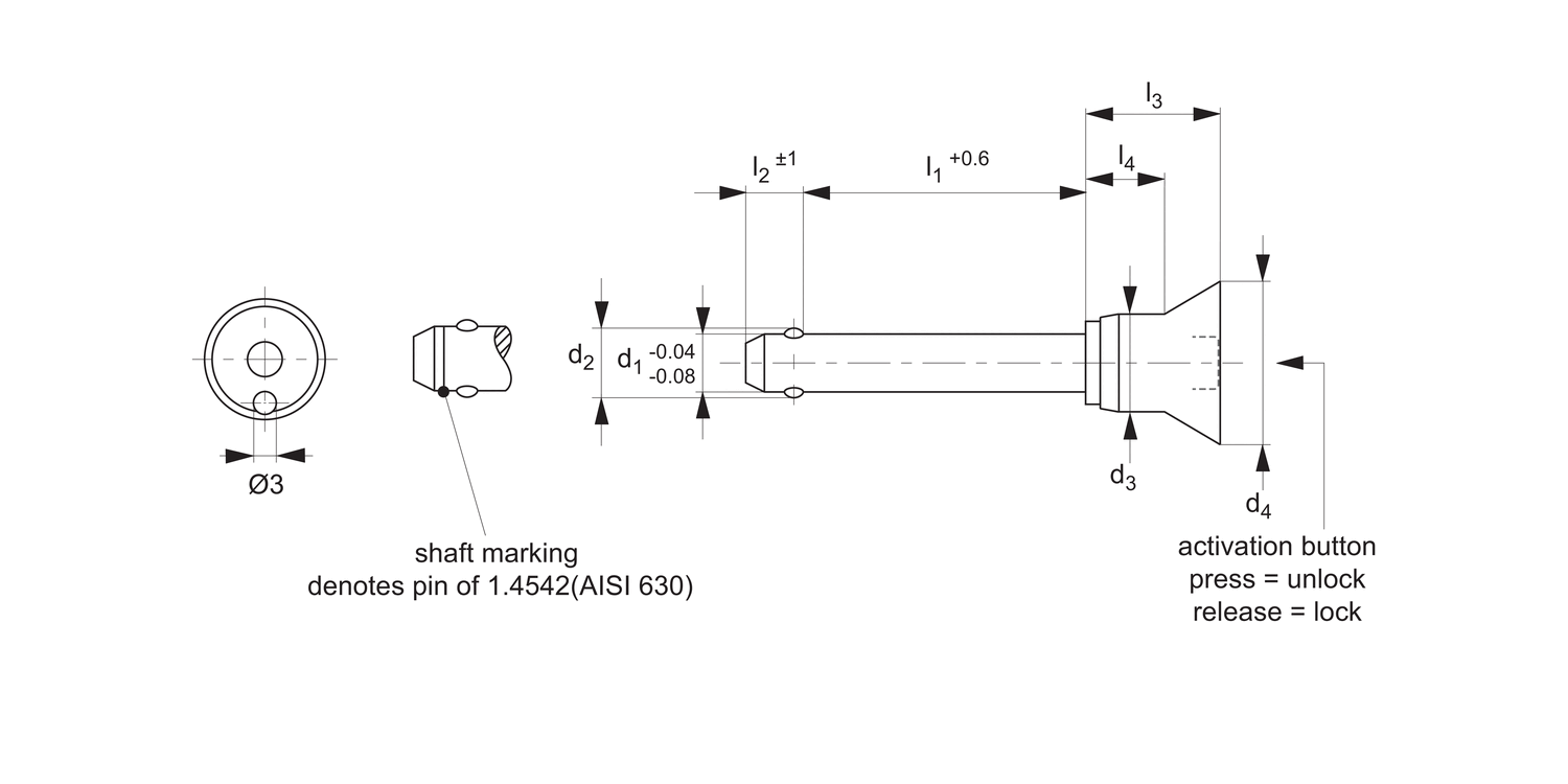 QR1404 Ball Lock Pins - Single Acting - Safety Handle