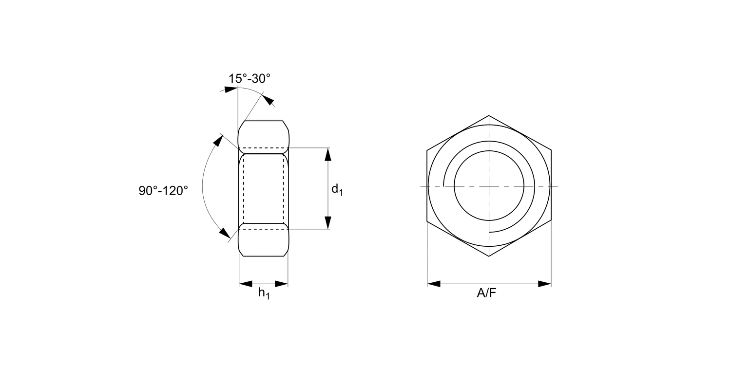 B0501.B0 Full Nuts Coarse Thread