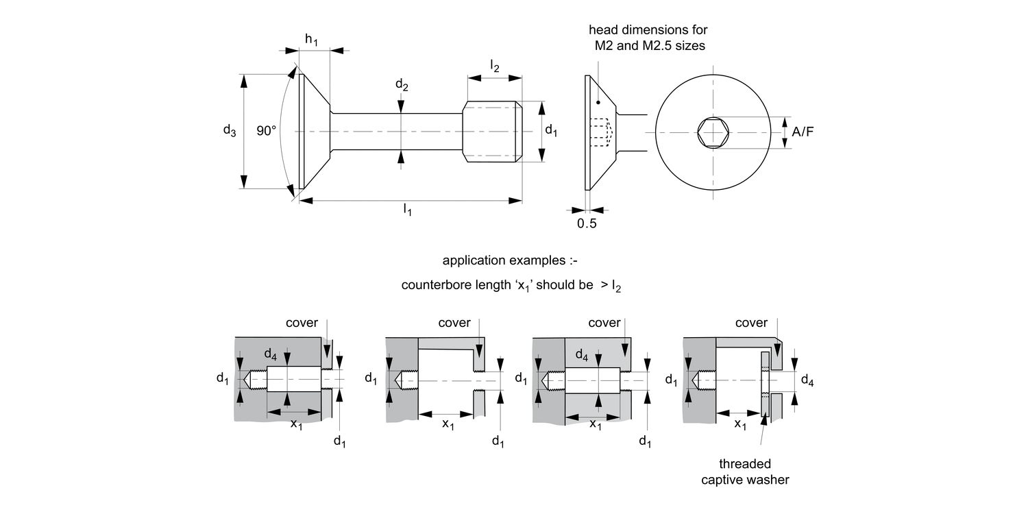 T0153.A2 Captive Screws - Countersunk