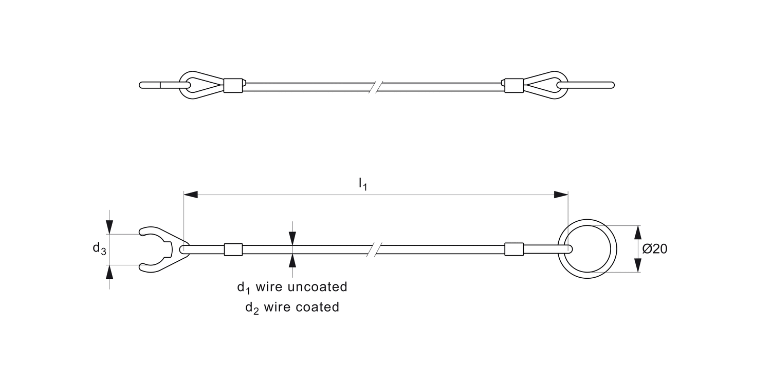 LA1096 Lanyard - Circlip End to Loop with Split Ring