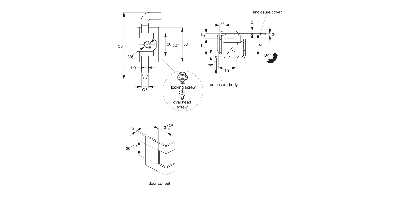 HH0400 Corner Hinge - 19-24mm Door Return