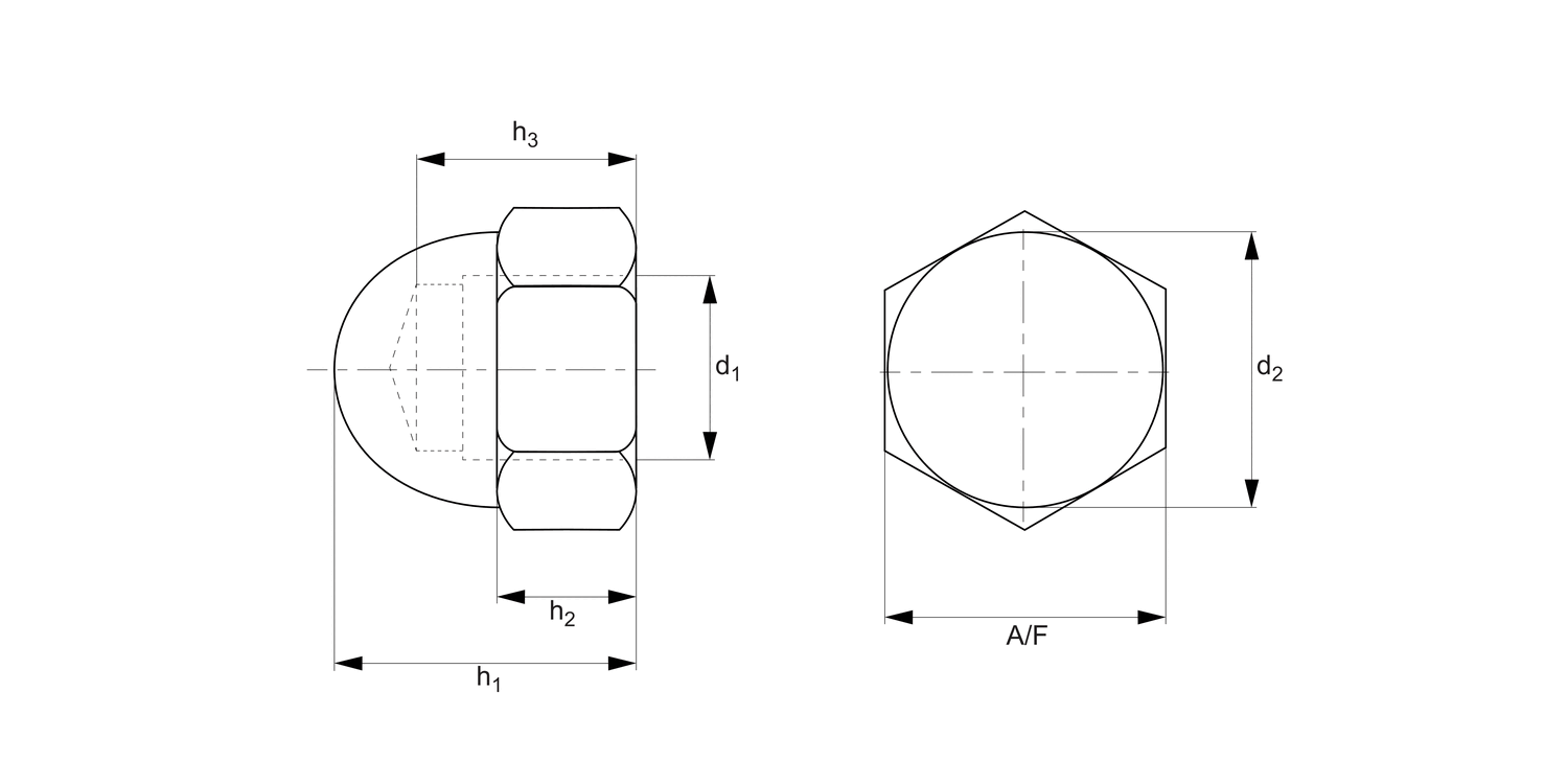 N0520 Hexagon Domed Cap Nuts