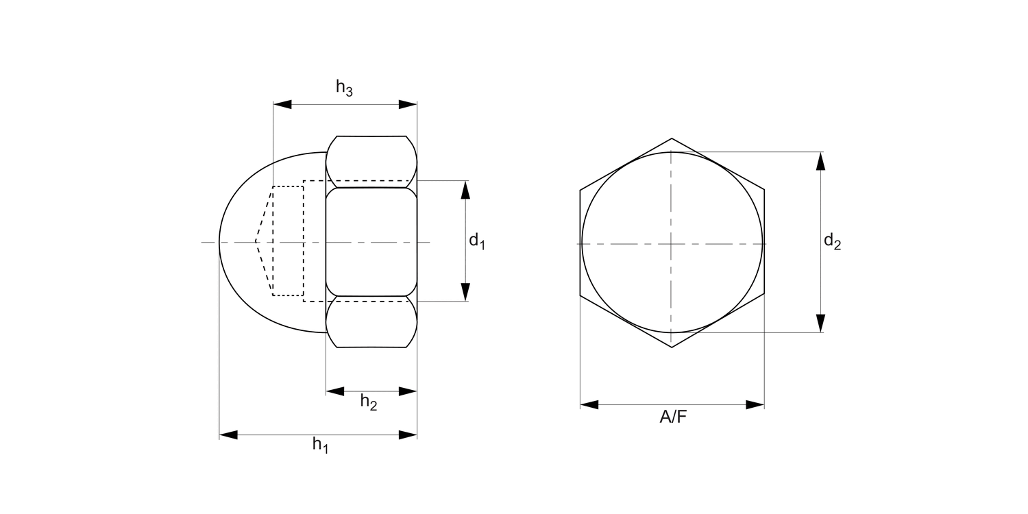 T0542.T5 Hexagon Domed Cap Nuts