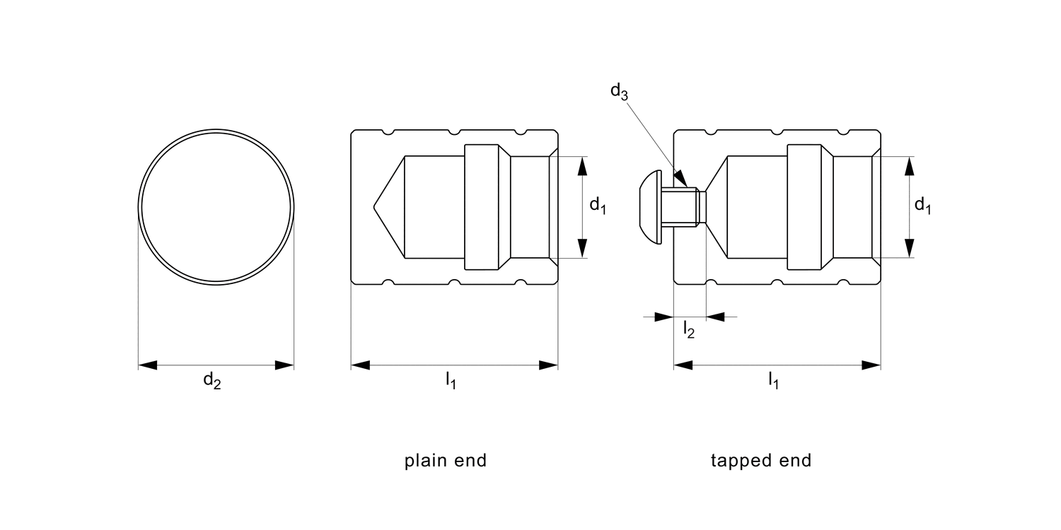 LA1350 End Caps - Metric - for Quick Relase Pins