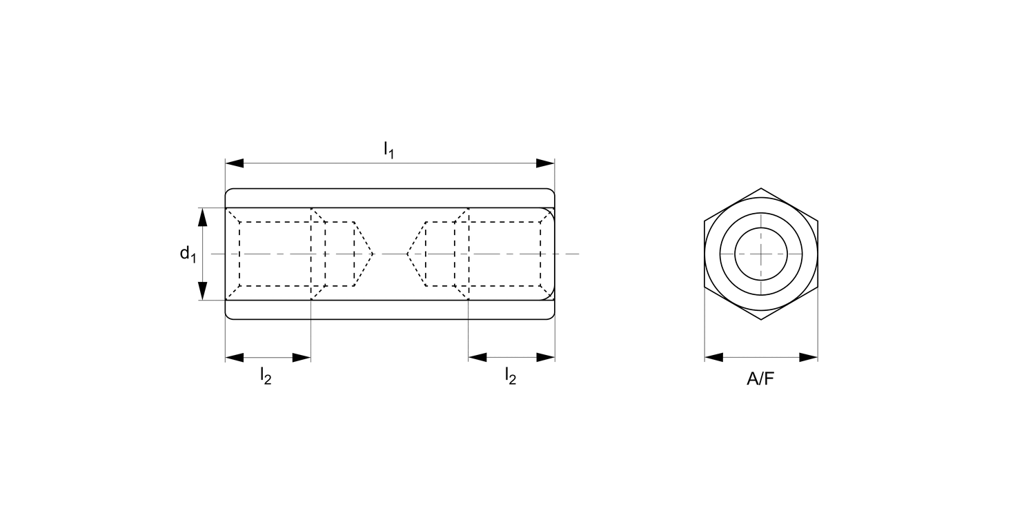 N0503.NP Female-Female Hexagon Spacers