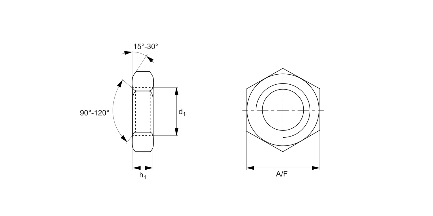 B0507.B0 Hexagon thin nuts