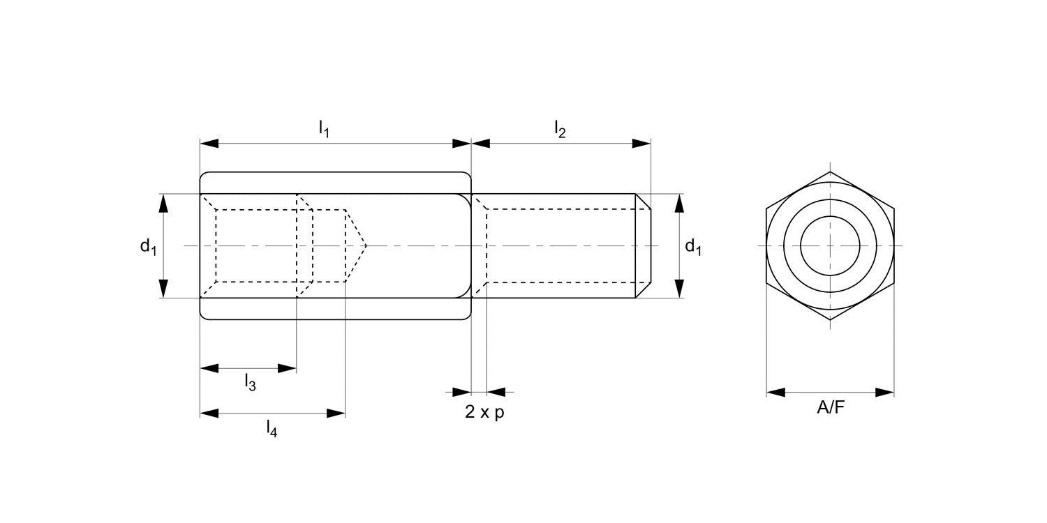 B6003.B0 Brass Hexagonal Pillars