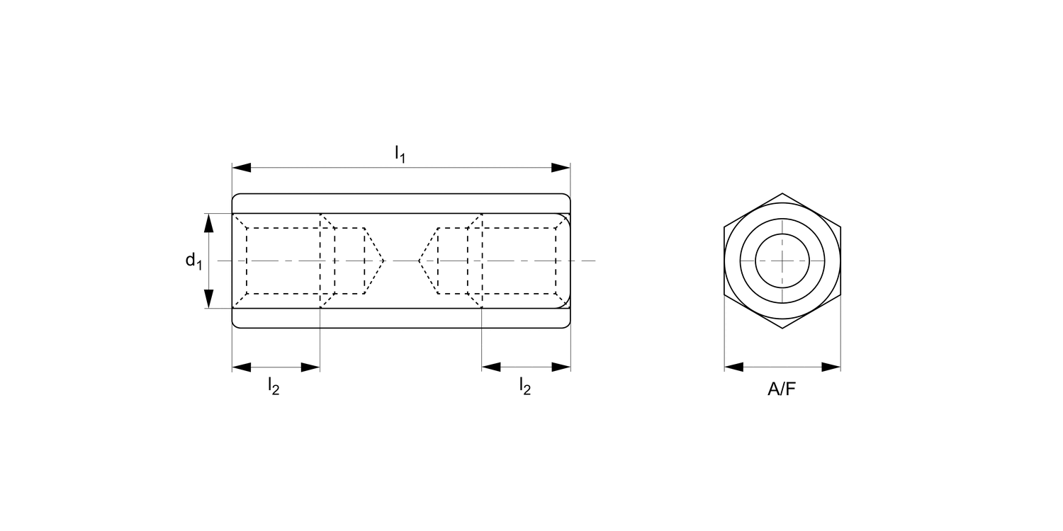 B6000.B0 Brass Hexagonal Spacers