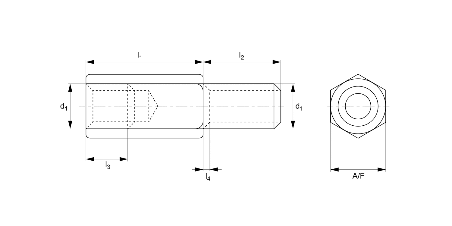 N0504.NP Male-Female Hexagonal Spacers