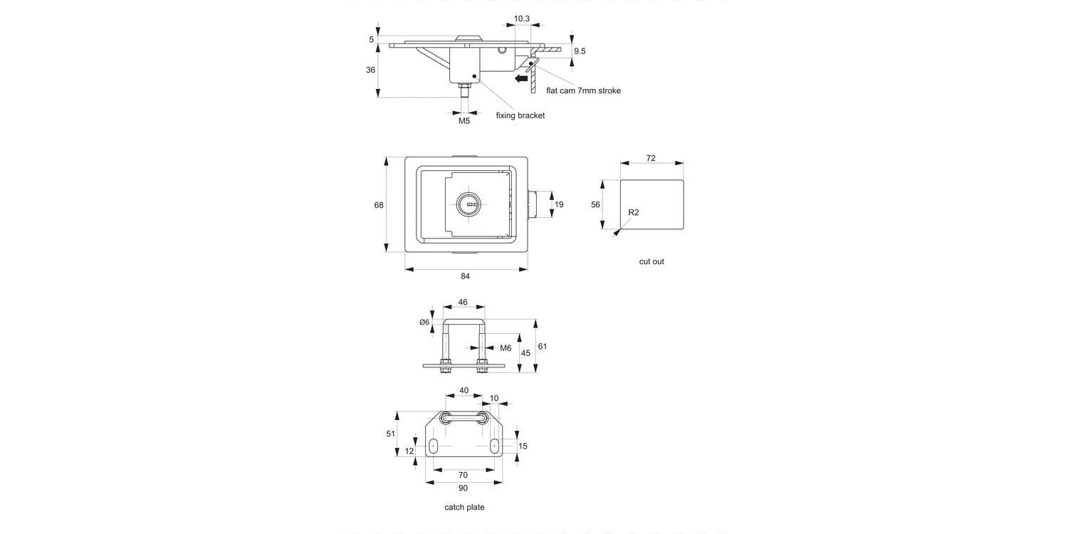 PL0710 Push To Close Paddle Latches