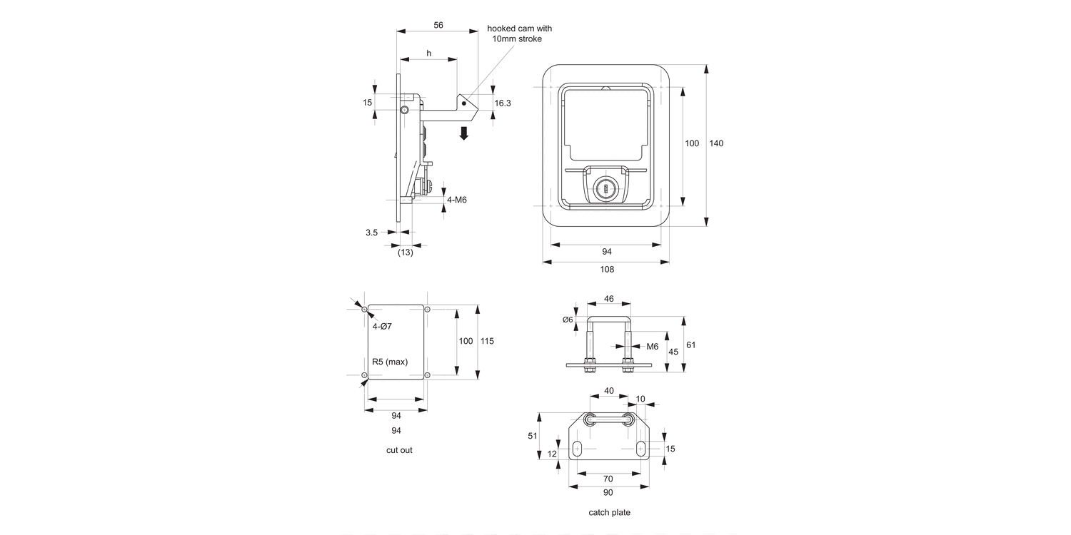 PL0712 Push To Close Paddle Latches