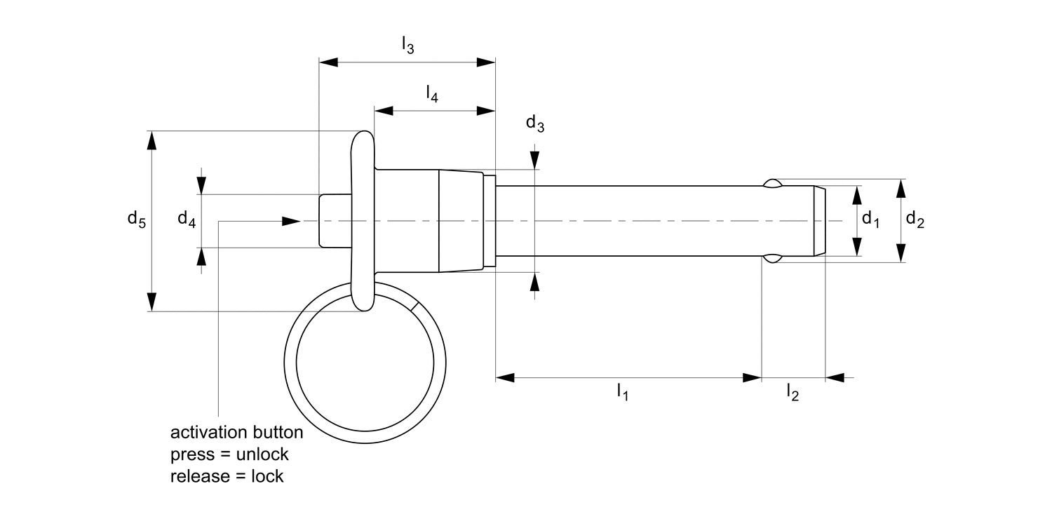 QR1256 Quick Release Pins - Metric - B-handle