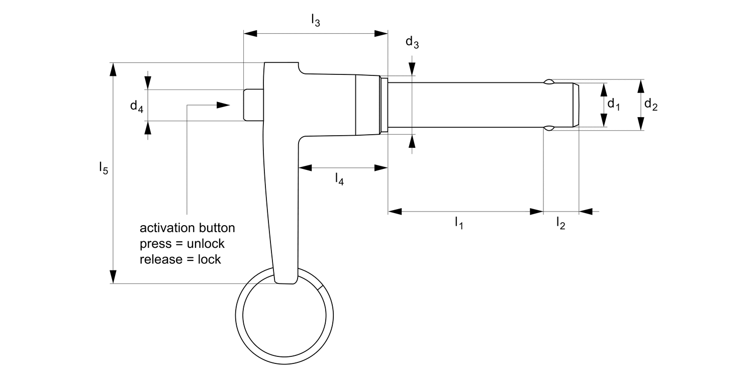 QR1112 Quick Release Pins - Metric - L-handle