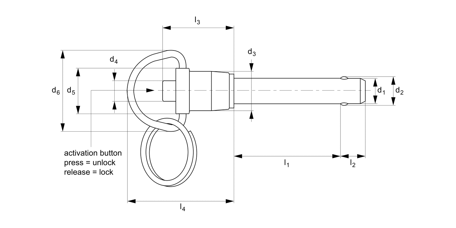 QR1316 Quick Release Pins - Metric - R-handle