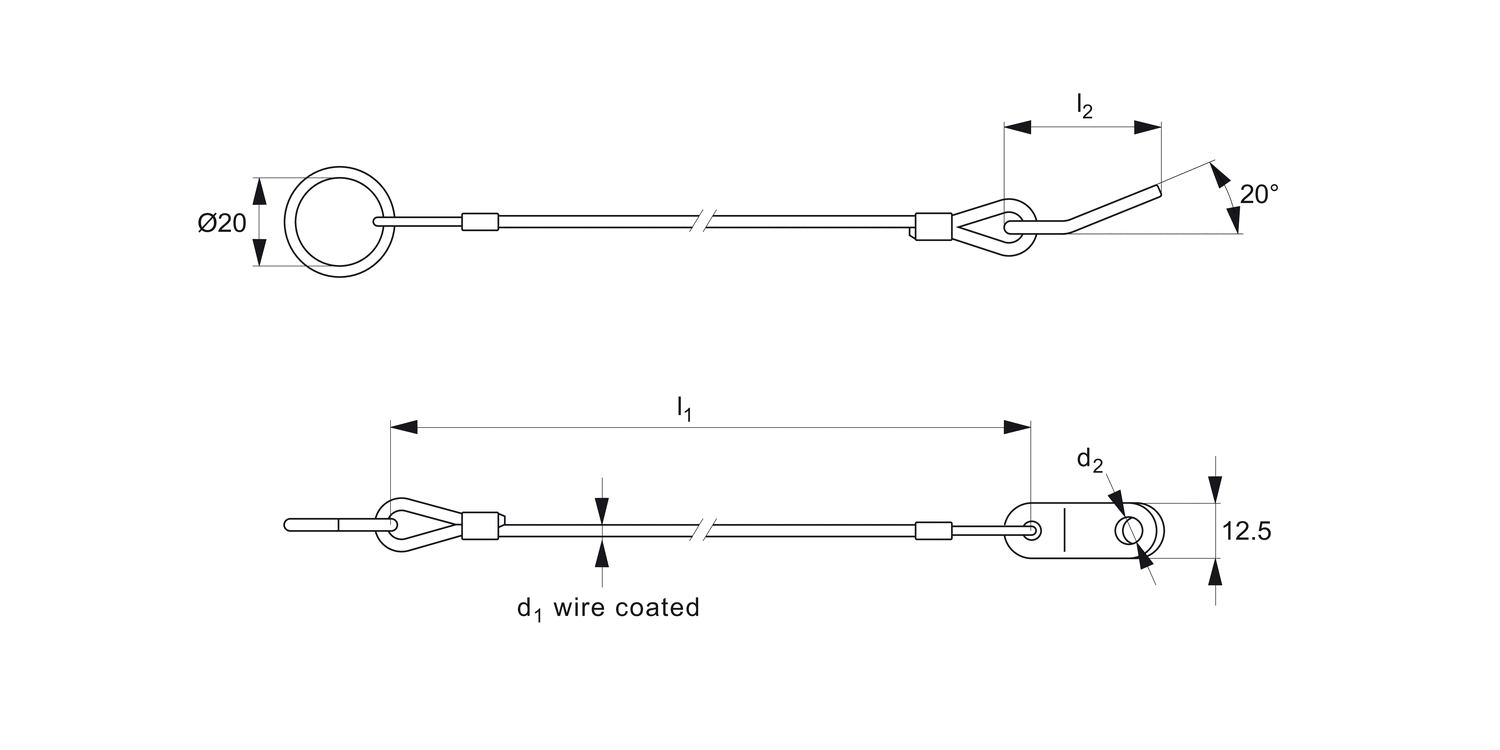 LA1012 Lanyard - Split Ring to Rectangle Tab