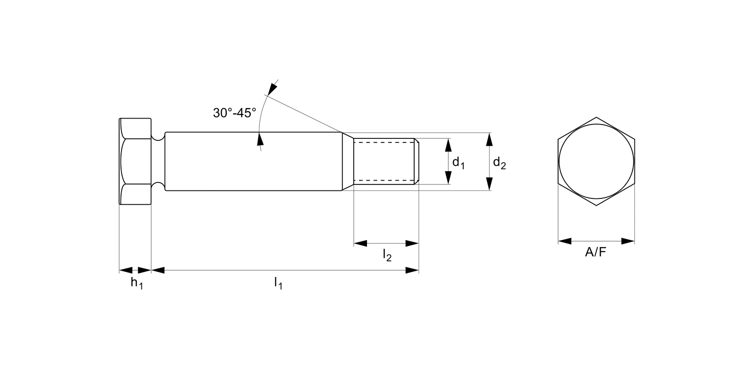 T0138.SC Steel Shoulder Bolts - Hex. Head
