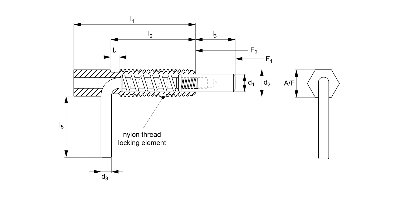 SL1113 Spring Loaded Pin - Metric - Lever Handle