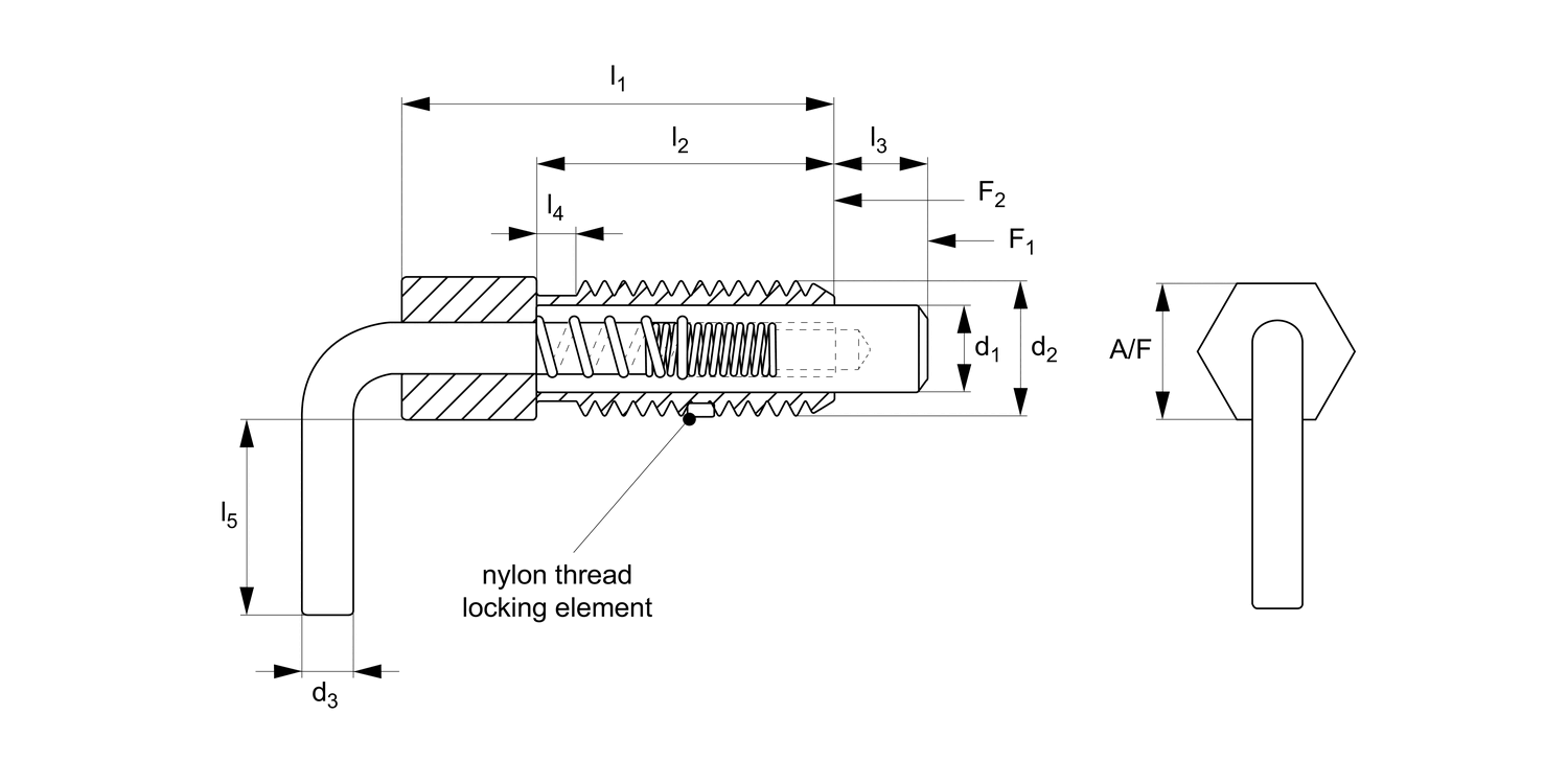 SL1116 Spring Loaded Pin - Inch - Lever Handle