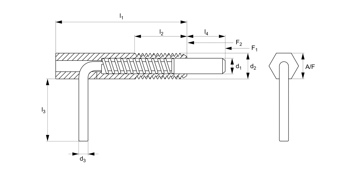 SL1119 Spring Loaded Pin - Inch - Lever Handle