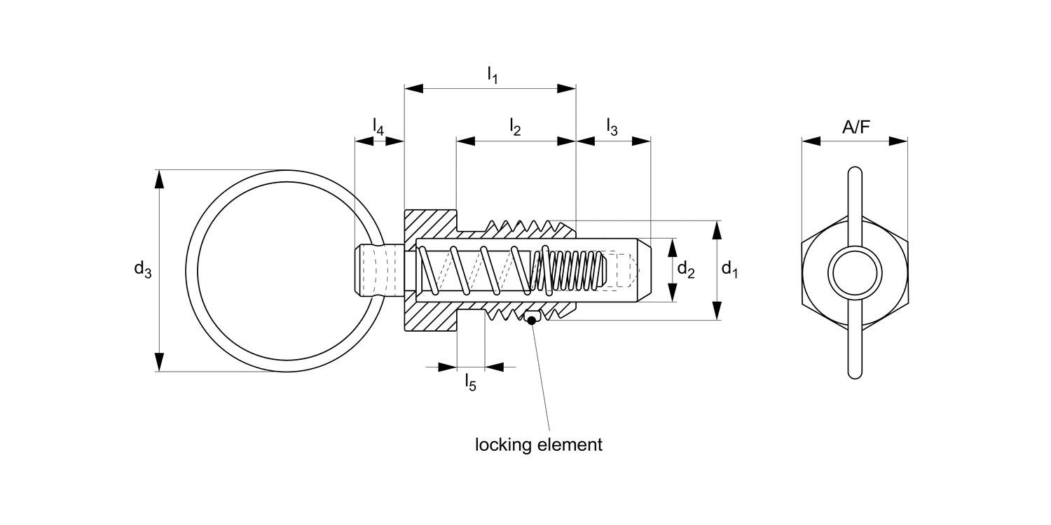 SL1016 Spring Loaded Pin - Inch - Ring Handle