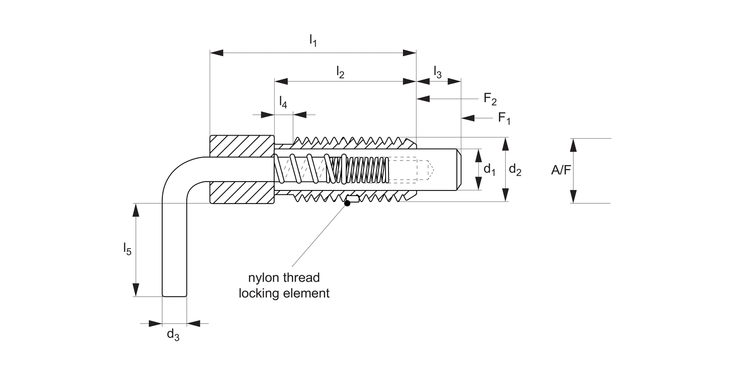 SL1216 Spring Loaded Pin, Stubby - Inch - Lever Handle