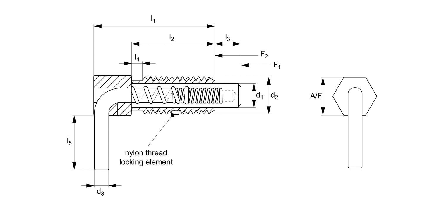 SL1218 Spring Loaded Pin, Stubby - Inch - Lever Handle